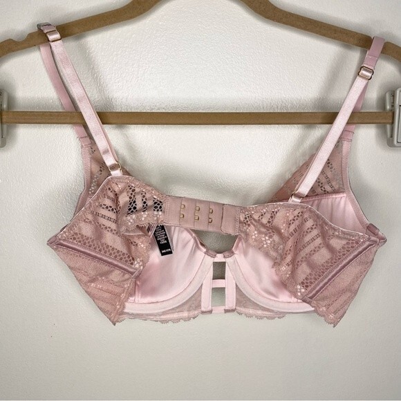 Victorias Secret Bra Very Sexy Lightly Lined Plunge Two Tone Lace Pink Size 34C - Picture 4 of 8